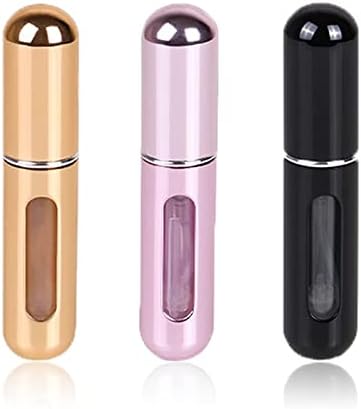 KAYZON Travel Mini Perfume Refillable Atomizer Container, Portable Perfume Scent Pump Case Fragrance Empty Spray Bottle for Traveling and Outgoing (3 Pack, 5ml) (3 Pcs)