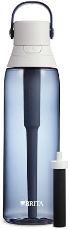 Brita Hard-Sided Plastic Premium Filtering Water Bottle, BPA-Free, Reusable, Replaces 300 Plastic Water Bottles, Filter Lasts 2 Months or 40 Gallons, Includes 1 Filter, Night Sky – 26 oz.