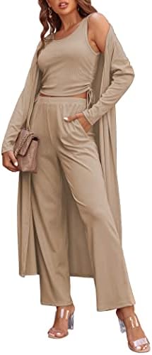 Ekouaer Women’s 3 Piece Knit Lounge Set Sweatsuit S-XXL