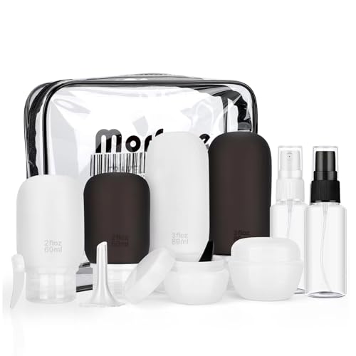 Morfone 13 Pack Travel Bottles Leakproof Travel Containers for Toiletries TSA Approved Silicone Travel Accessories Squeezable Refillable 2oz 3oz for Cosmetic Shampoo Conditioner Lotion (BPA Free)