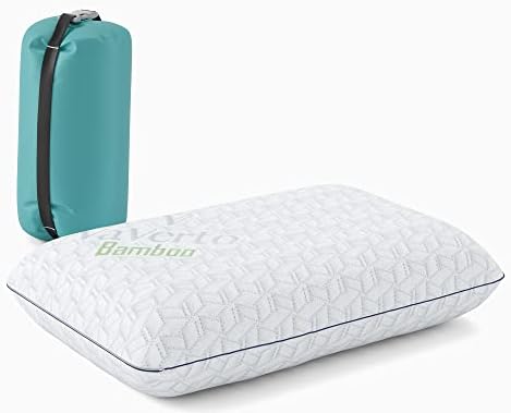 Vaverto Small Memory Foam Pillow for Travel and Camping – Compressible Medium Firm, Contoured Support, Breathable Cover, Machine Washable, Ideal Backpacking, Airplane and Car