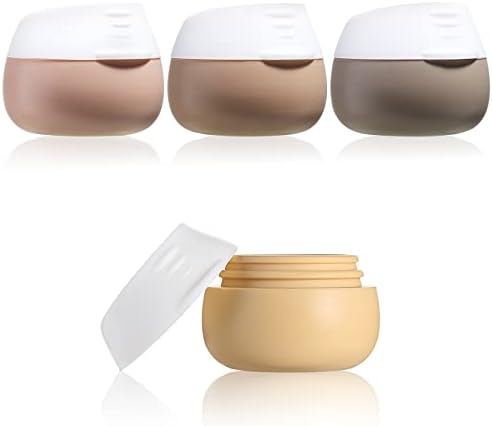 TSA Approved Travel Size Containers for Toiletries, Gemice Silicone Jars, Leak-proof Travel Accessories with Lid for Cosmetic Makeup Face Body Hand Cream (4 Pieces) (Apricot)