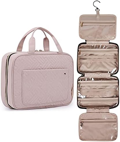 BAGSMART Toiletry Bag Travel Bag with Hanging Hook, Water-resistant Makeup Cosmetic Bag Travel Organizer for Accessories, Shampoo, Full-size Container, Toiletries