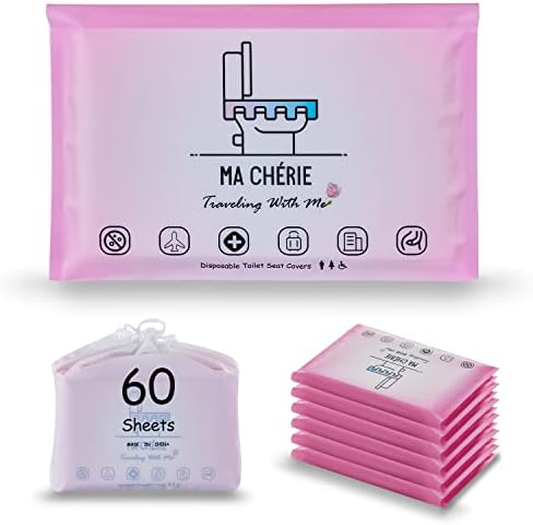 MA CHÉRIE Disposable Toilet Seat Cover 60 Pcs,Extra Large,Flushable,Travel and Pocket Size