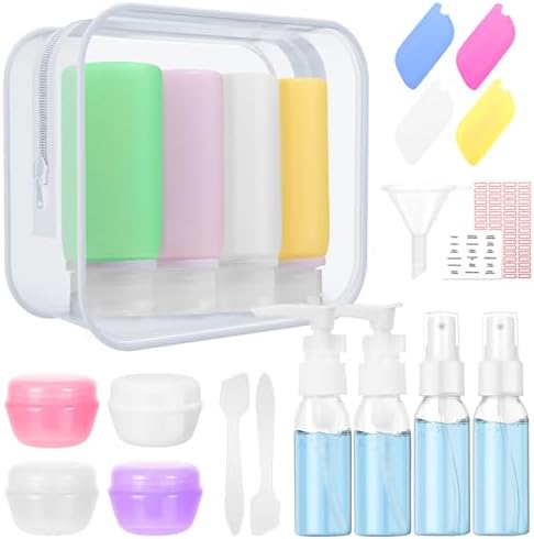 Muslish 21 Pack Leak Proof Silicone Travel Bottles Set, TSA Approved Containers for Toiletries, Travel Size Accessories and Shampoo Conditioner Bottles with Toiletry Bag (BPA Free)