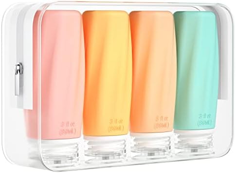 Morfone Travel Bottles for Toiletries, 3oz Tsa Approved Travel Size Containers Leak Proof Squeezable Travel Accessories Refillable for Shampoo Conditioner Lotion Liquids(4Pack)