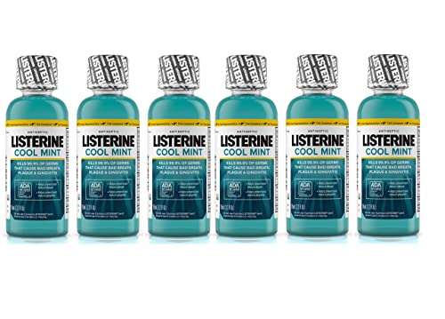 Listerine Cool Mint Antiseptic Mouthwash for Bad Breath, Travel Size 3.2 oz – Pack of 6