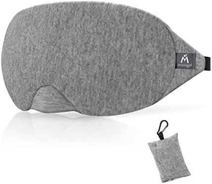 Mavogel Cotton Sleep Eye Mask – Updated Design Light Blocking Sleep Mask, Soft and Comfortable Night Eye Mask for Men Women, Eye Blinder for Travel/Sleeping, Includes Travel Pouch, Grey