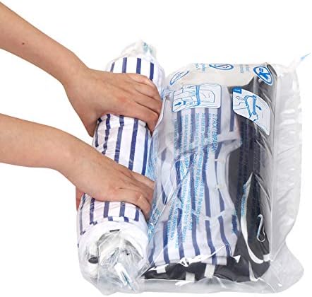 HIBAG 12 Compression Bags for Travel, Travel Essentials Compression Bags, Vacuum Packing Space Saver Zipper Bags for Cruise Travel Accessories (12-Travel)