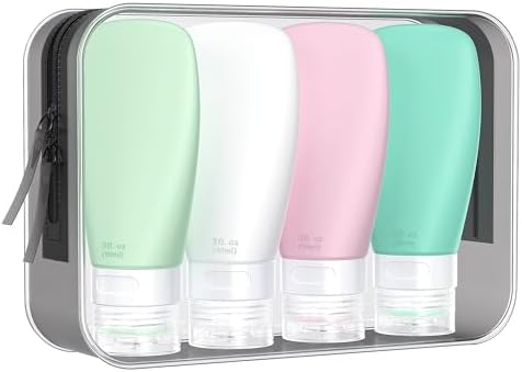 INSFIT Portable Travel Bottles, TSA Approved Travel Size Bottles Leak Proof Travel Containers for Toiletries, BPA Free Refillable Travel Accessories for Shampoo Body Wash Liquids 4 PacK