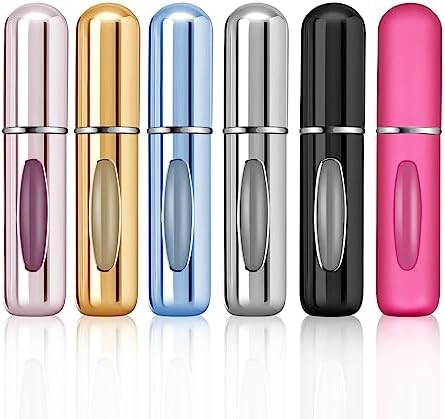 Portable Perfume Travel Refillable Bottle, Travel Size Cologne Atomizer Dispenser, Pocket Purse Perfume On The Go Container, Spray Bottles For Traveling 5ml (6 Pack)