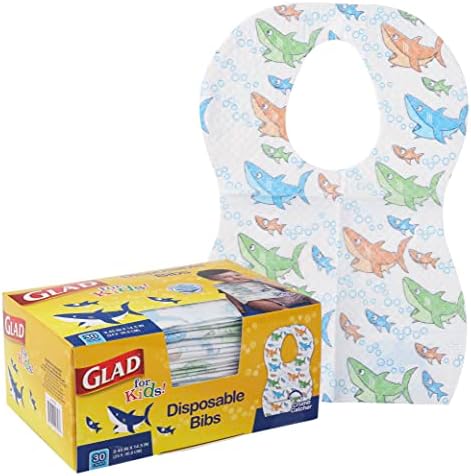 Glad For Kids Disposable Paper Bibs, 30 Ct – Disposable Bibs – Travel Bibs For Kids, Disposable Kids Bibs With Crumb Catcher