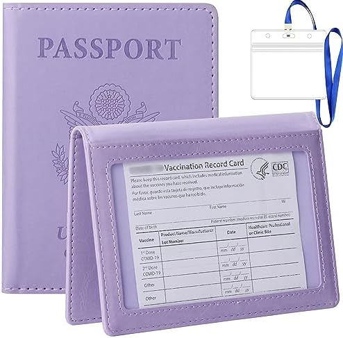 TIGARI Passport Holder Women Men, Travel Essentials Passport Wallet, Travel Must Haves Passport and Vaccine Card Holder Combo, PU Leather Passport Cover Protector Travel Accessories