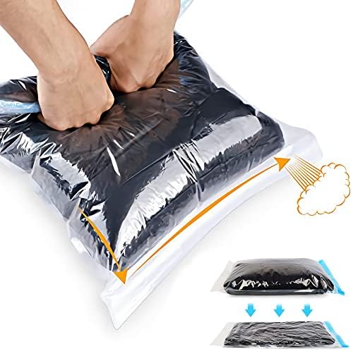 Compression Bags – Travel Accessories – 10 Pack Space Saver Bags – No Vacuum or Pump Needed – Vacuum Storage Bags for Travel Essentials – Home Packing-Organizers (Blue)