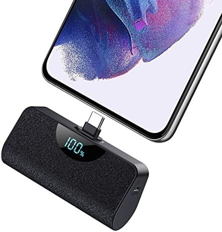 Mini Portable Charger USB-C Power Bank 5200mAh,Ultra Compact LCD Display Battery Pack Backup Charger Compatible with iPhone 15/15 Plus/15 Pro/15 Pro Max Samsung,Moto,Google Pixel,Android Phones etc