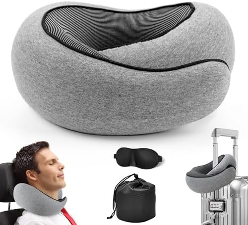 DyKay New Wander Plus Travel Pillow, Neck Pillow Airplane, Travel Pillows for Airplanes, Memory Foam Travel Pillow, Stowable U-Shaped Pillow